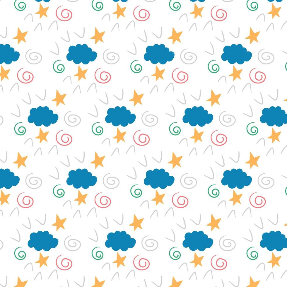 Children fairy pattern from stars of a cloud of checkmarks of spirals vector