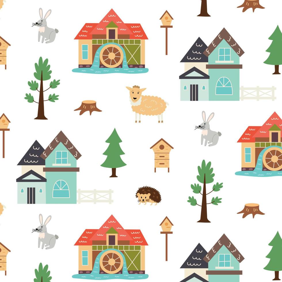 Pattern rustic animal life vector