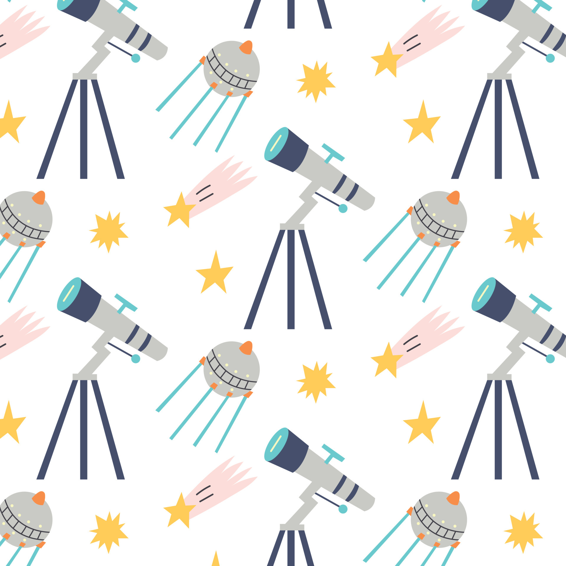 pattern-with-stars-and-telescope-6519591-vector-art-at-vecteezy