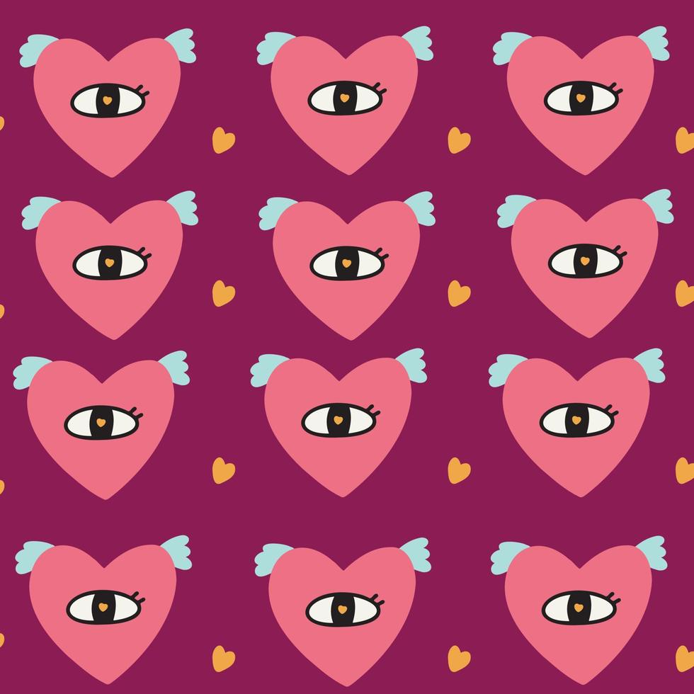 Pattern heart with wings eye 6519601 Vector Art at Vecteezy