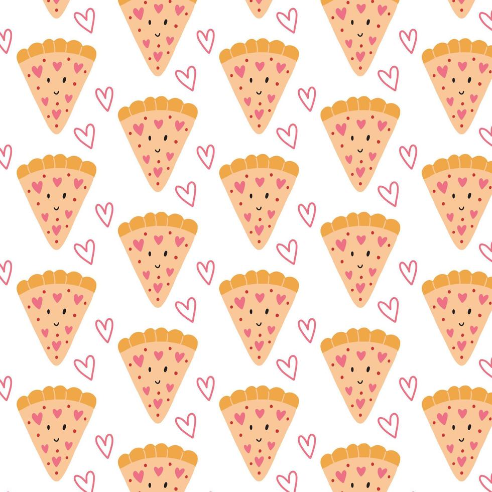 Pattern in love character pizza vector