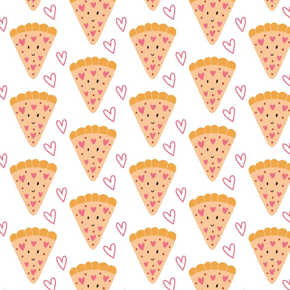 Pattern in love character pizza vector