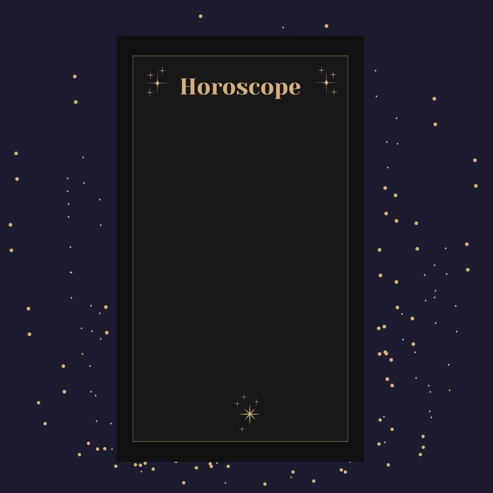 Template for a horoscope. An elegant poster for an esoteric zodiac horoscope for a logo or poster, on a black background with stars vector