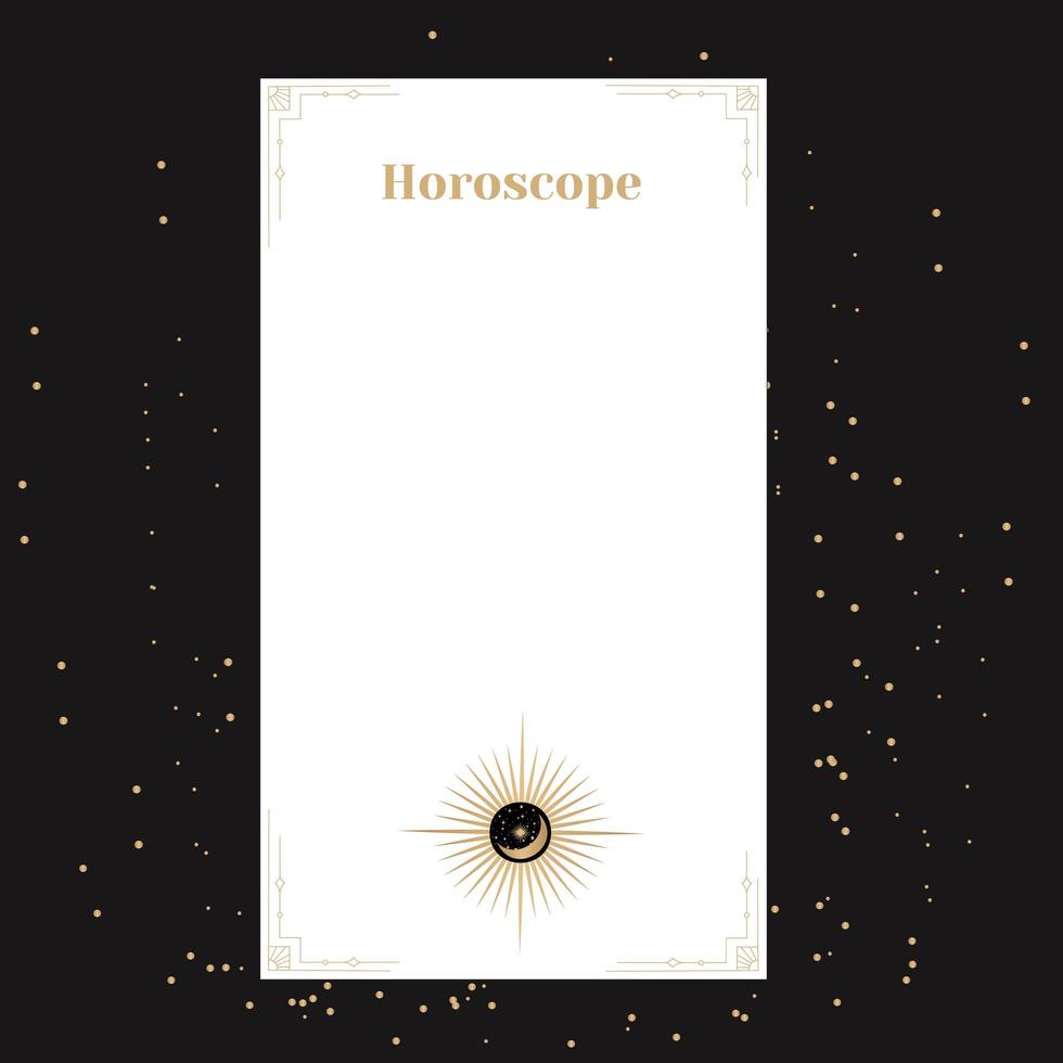 Template for a horoscope. An elegant poster for an esoteric zodiac horoscope for a logo or poster, on a black background with stars vector