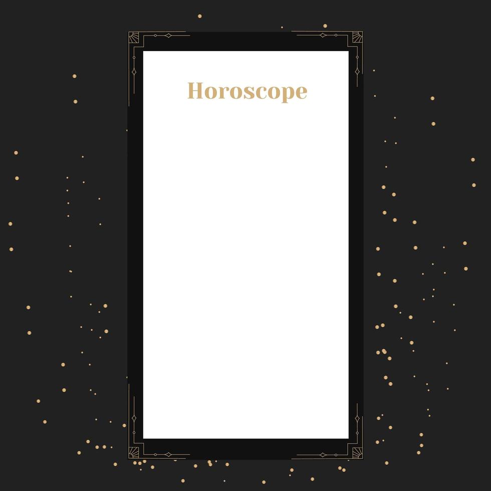 plantilla para un horóscopo. un afiche elegante para un horóscopo zodiaco esotérico para un logo o afiche, sobre un fondo negro con estrellas vector