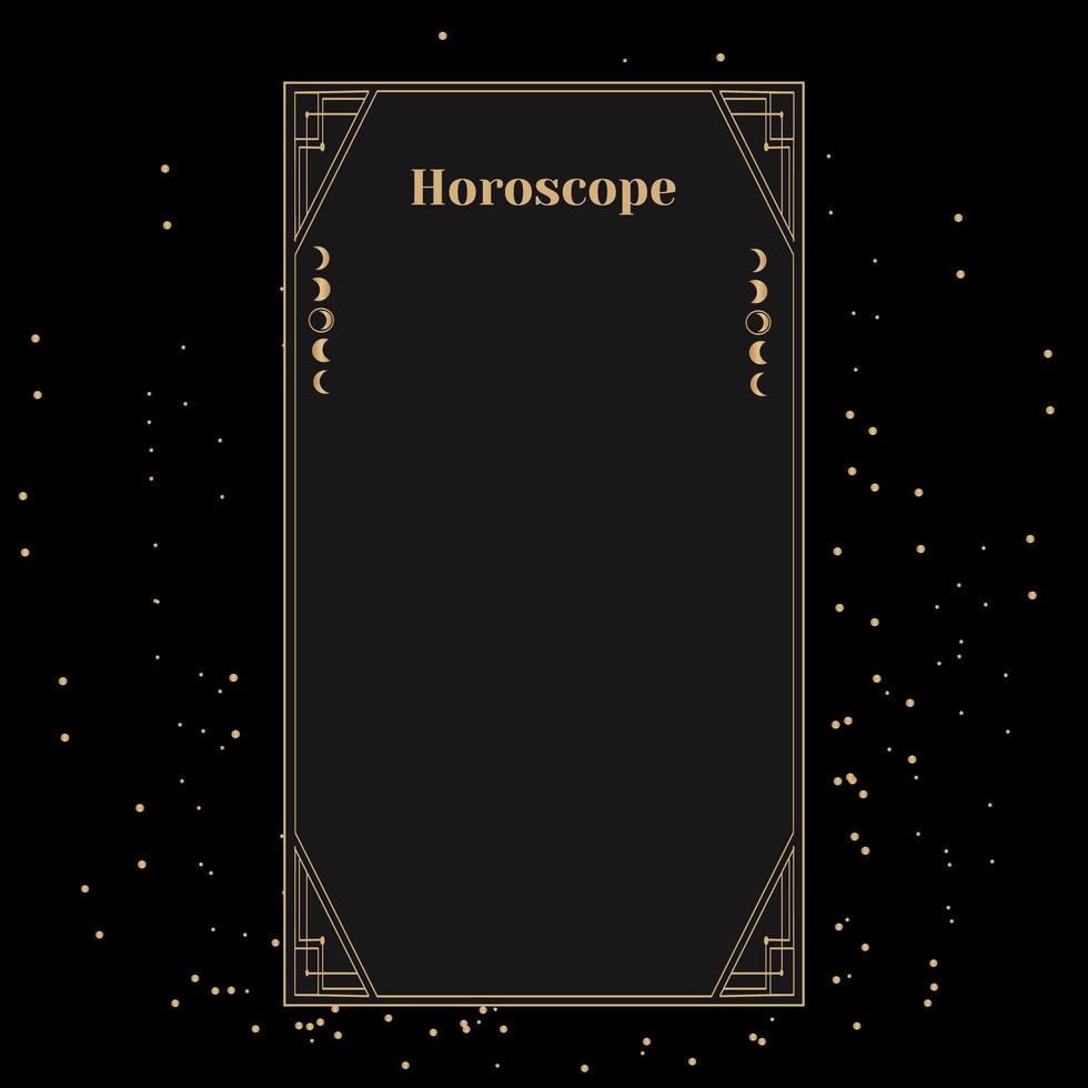 Template for a horoscope. An elegant poster for an esoteric zodiac horoscope for a logo or poster, on a black background with stars vector