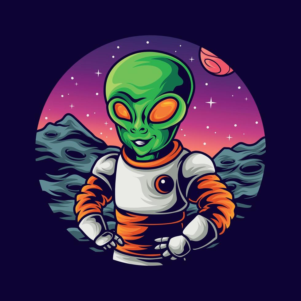 Alien in space vector