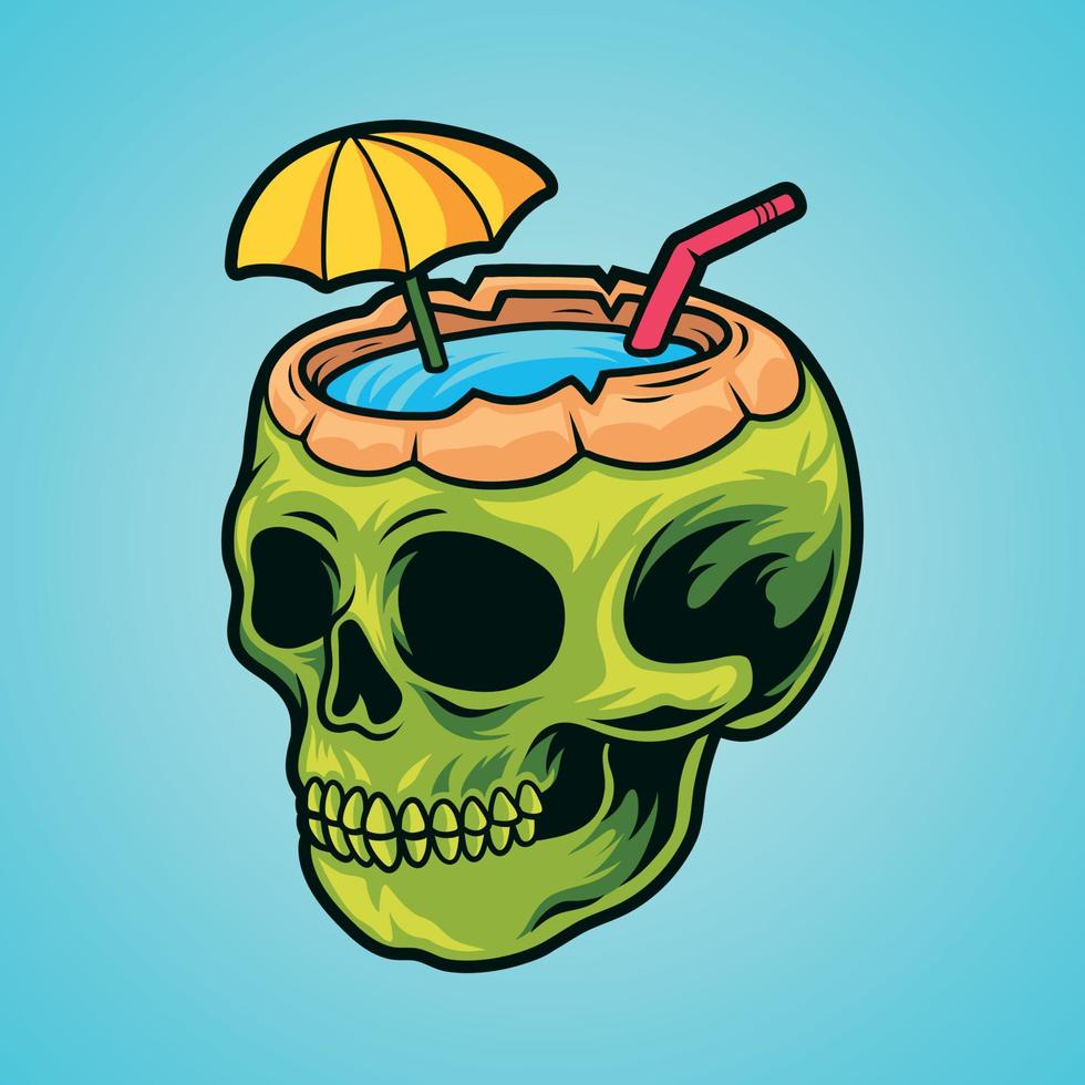 bebida de coco calavera vector