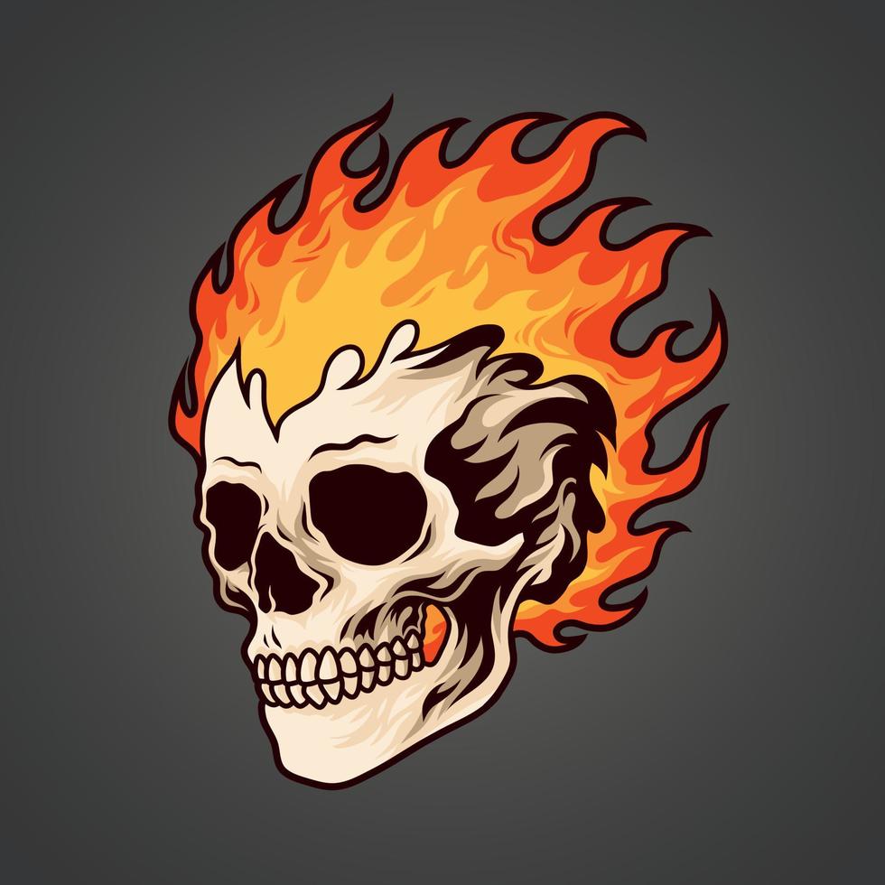 Skull head fire vector