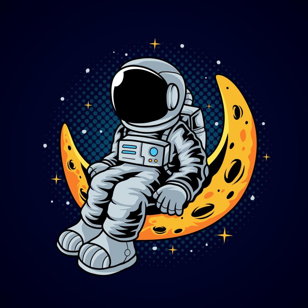 Astronaut sitting on moon vector