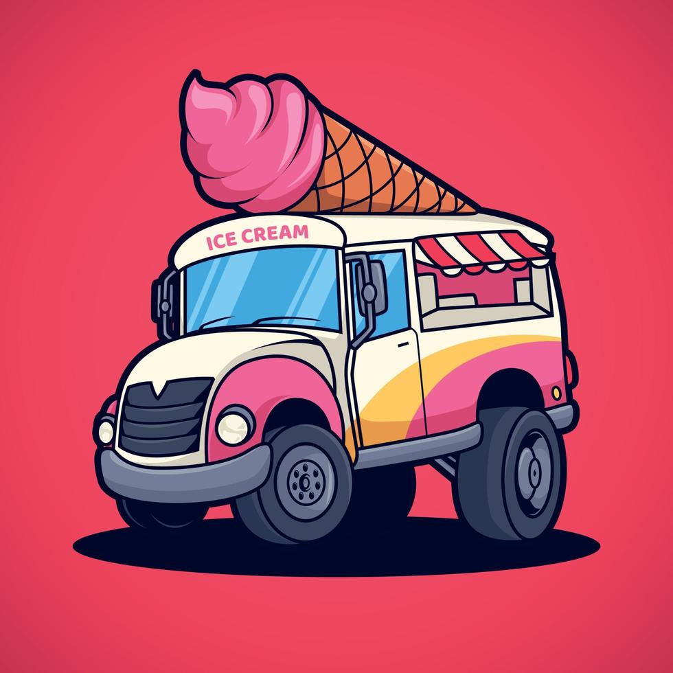 Ice cream truck cartoon vector