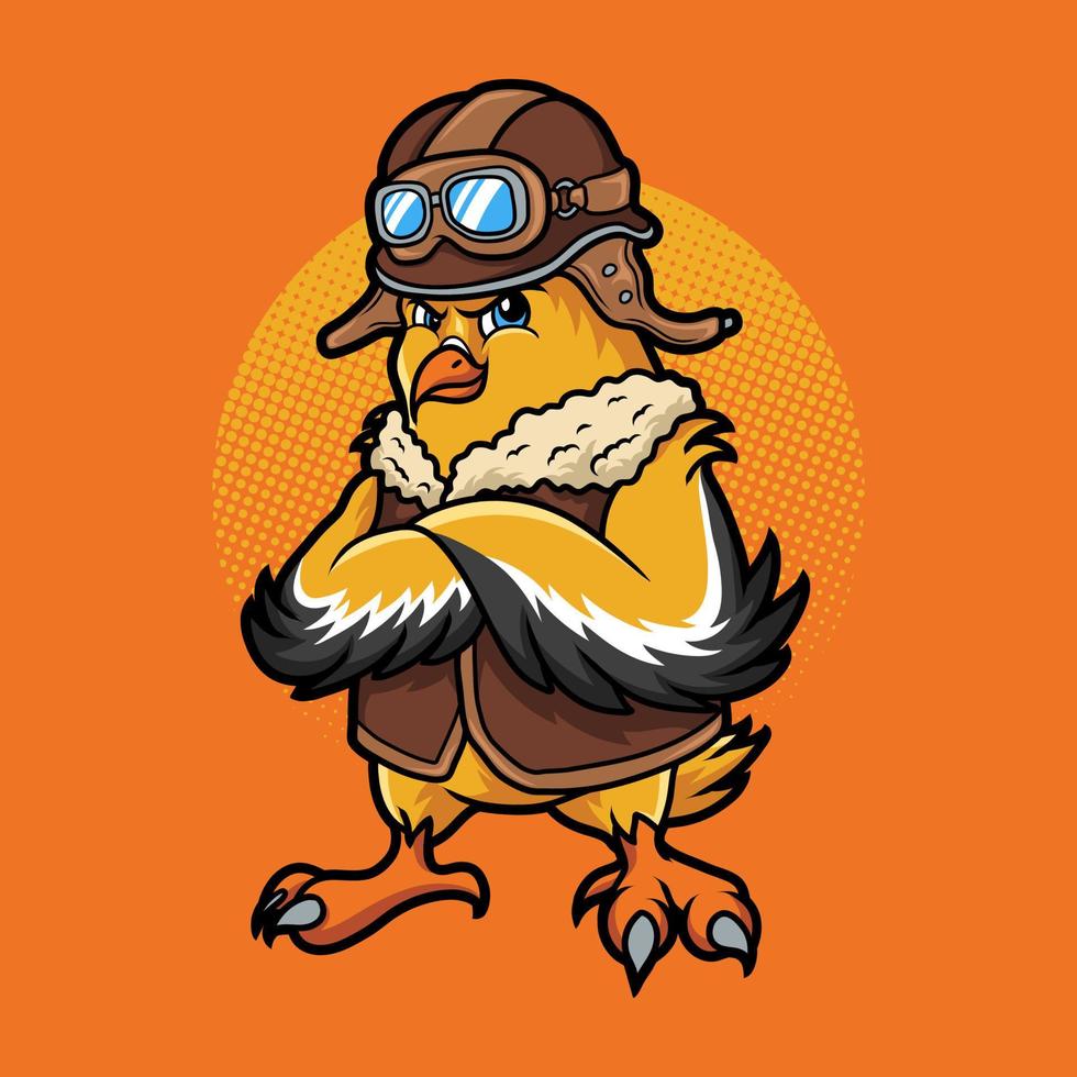 Pilot bird cartoon vector