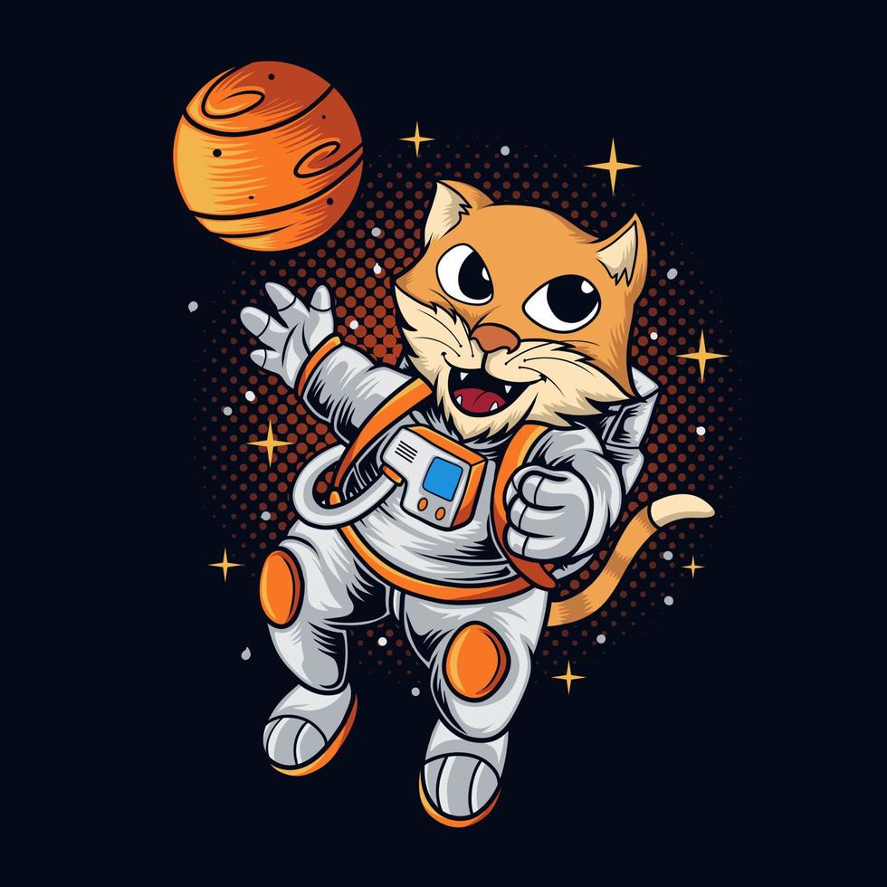 gato astronauta en el espacio vector