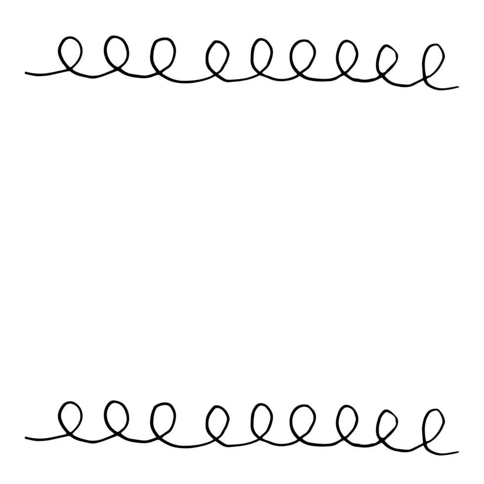 doodle line curl frame border hand drawn. , scandinavian, nordic, minimalism card invitation vector
