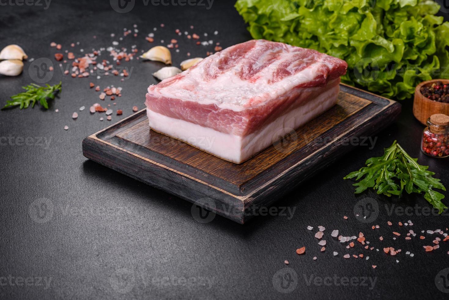 Closeup fat Salted lard homemade lard on a wooden board 6520355 Stock