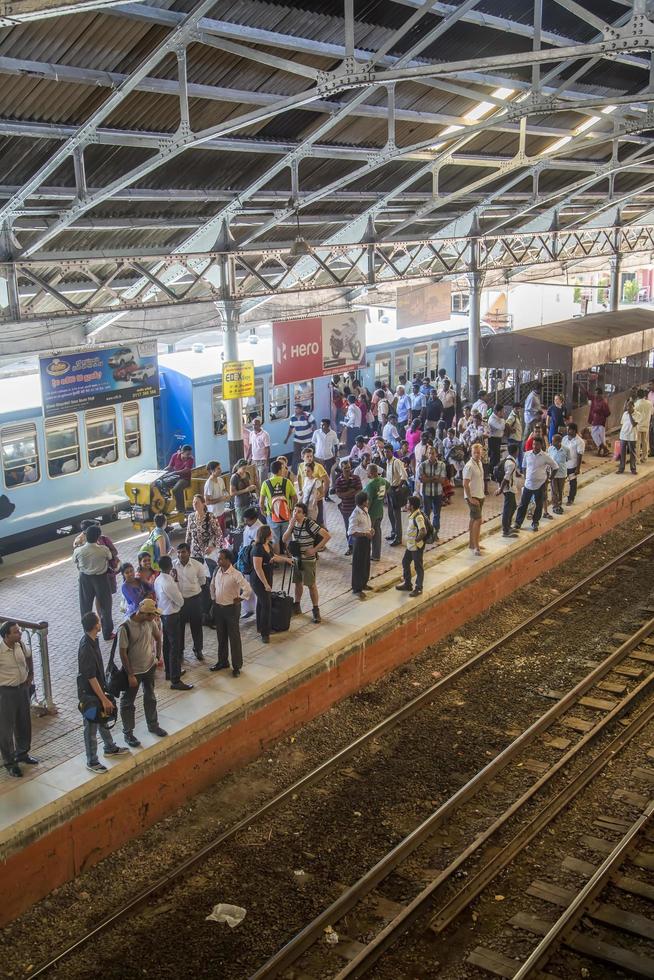 Colombo, Sri Lanka, 2014 - Unidentified passengers at Fort Railway Station in Colombo. Fort Railway Station is a major rail hub in Colombo and was opened in 1908. photo