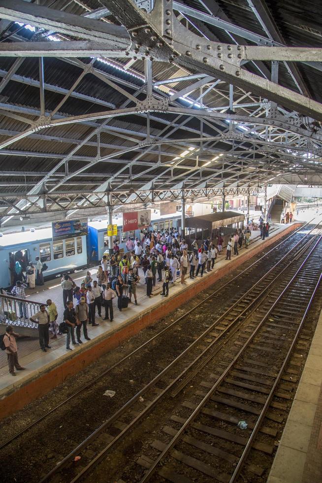 Colombo, Sri Lanka, 2014 - Unidentified passengers at Fort Railway Station in Colombo. Fort Railway Station is a major rail hub in Colombo and was opened in 1908. photo