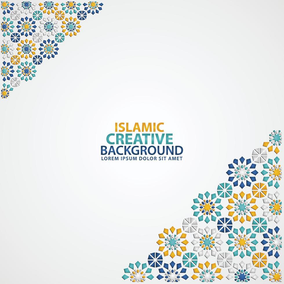 Islamic ornament of mosaic for greeting card background template vector