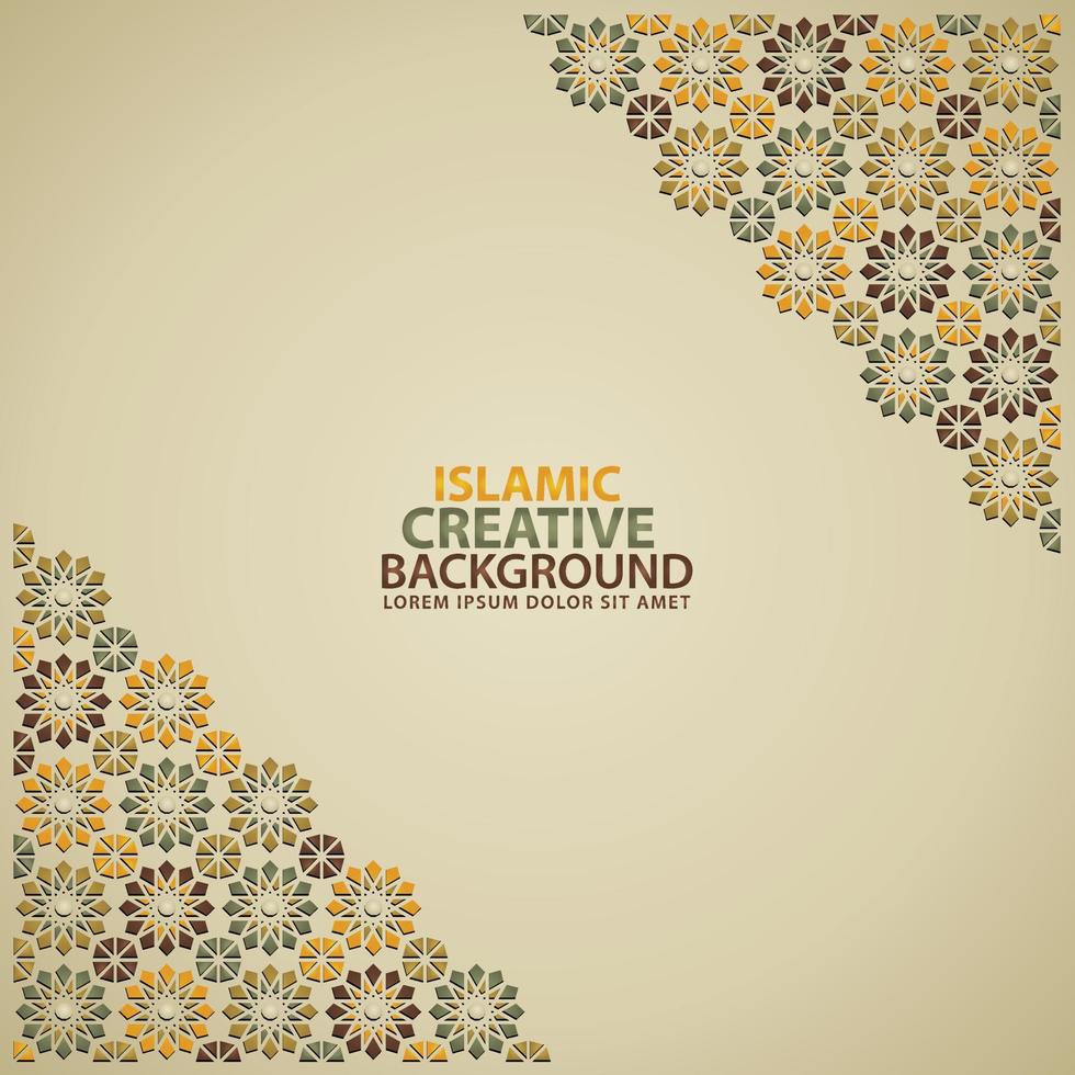 Islamic ornament of mosaic for greeting card background template vector
