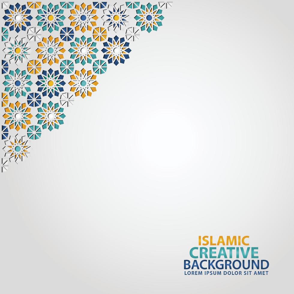 Islamic ornament of mosaic for greeting card background template vector