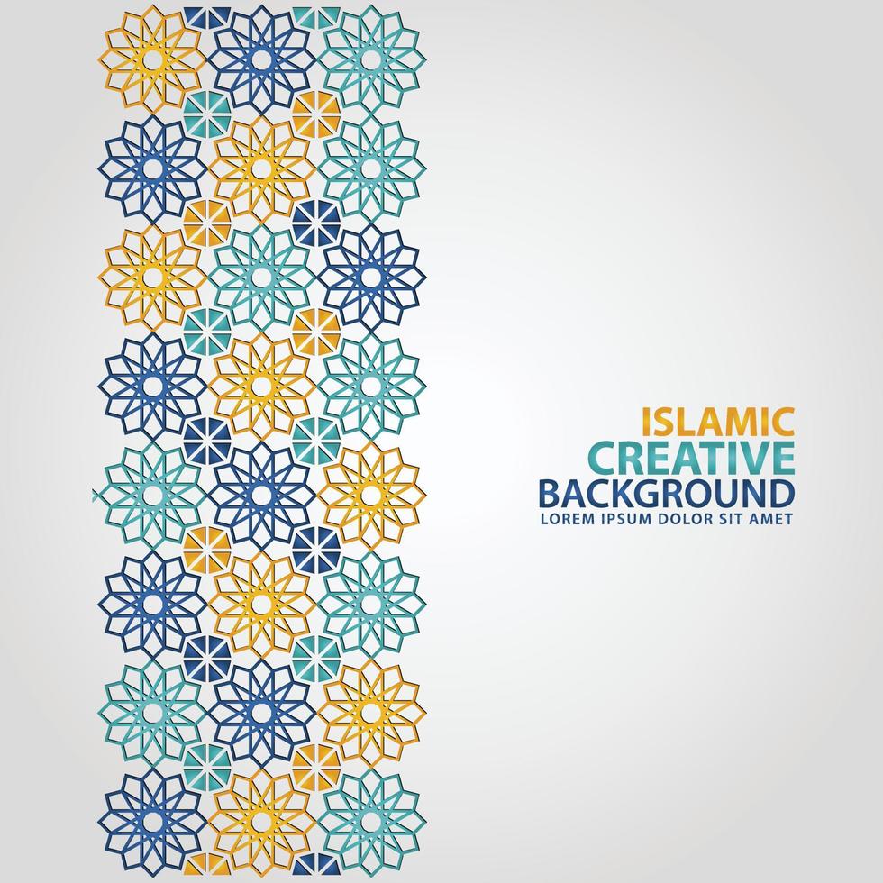 Islamic ornament of mosaic for greeting card background template vector