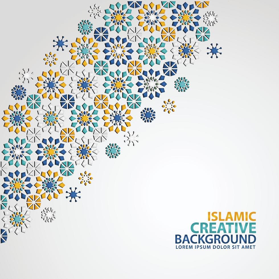 Islamic ornament of mosaic for greeting card background template vector