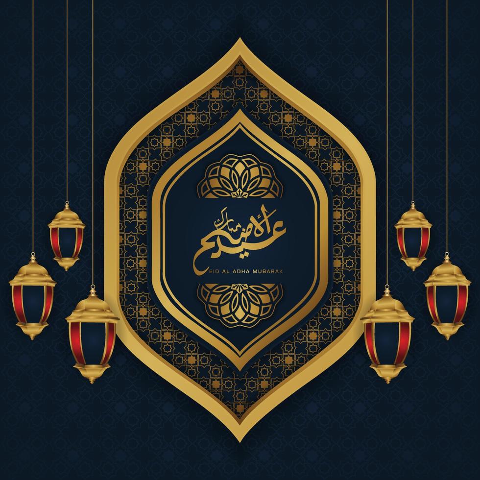 conjunto de eid adha mubarak en caligrafía árabe, elemento de diseño sobre un fondo transparente. ilustración vectorial vector