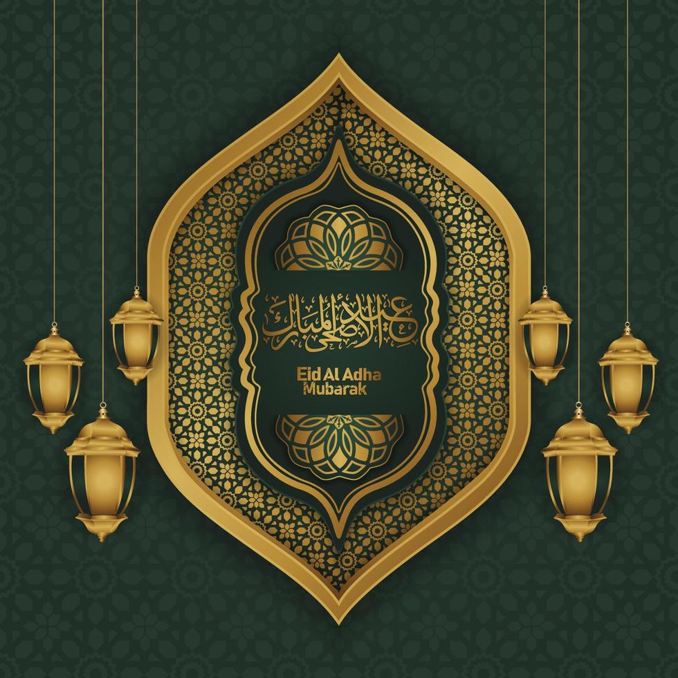 conjunto de eid adha mubarak en caligrafía árabe, elemento de diseño sobre un fondo transparente. ilustración vectorial vector