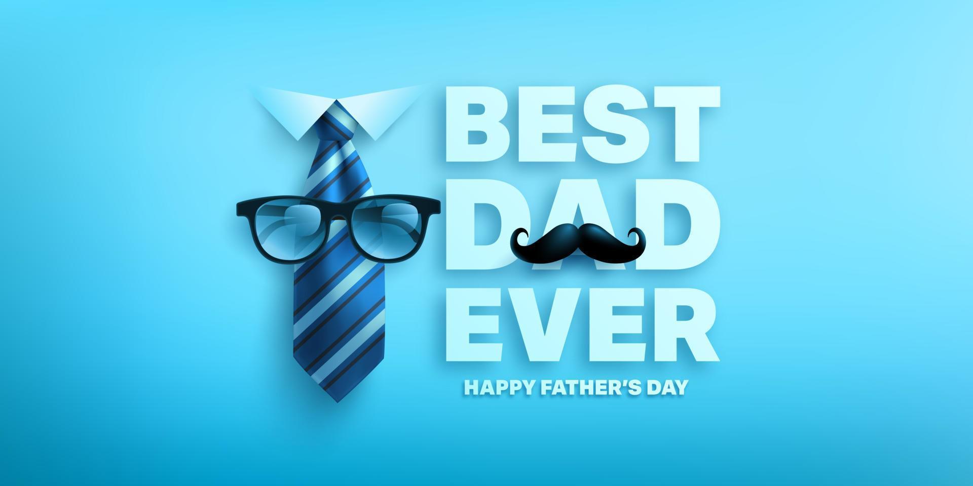 Happy Father's Day poster or banner template with necktie and glasses.Greetings and presents for Father's Day.Vector illustration EPS10 vector