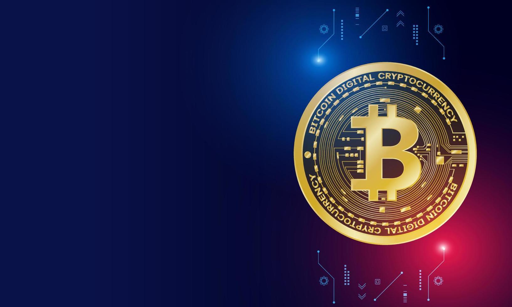 Golden bitcoin digital currency , futuristic digital money, vector