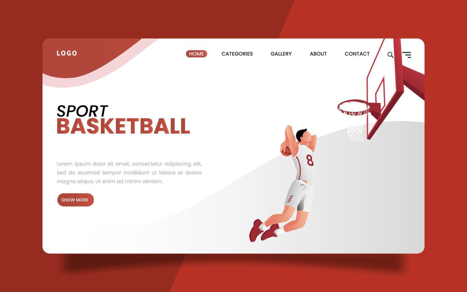 página de inicio: alguien haciendo una volcada en baloncesto, competencia deportiva. vector
