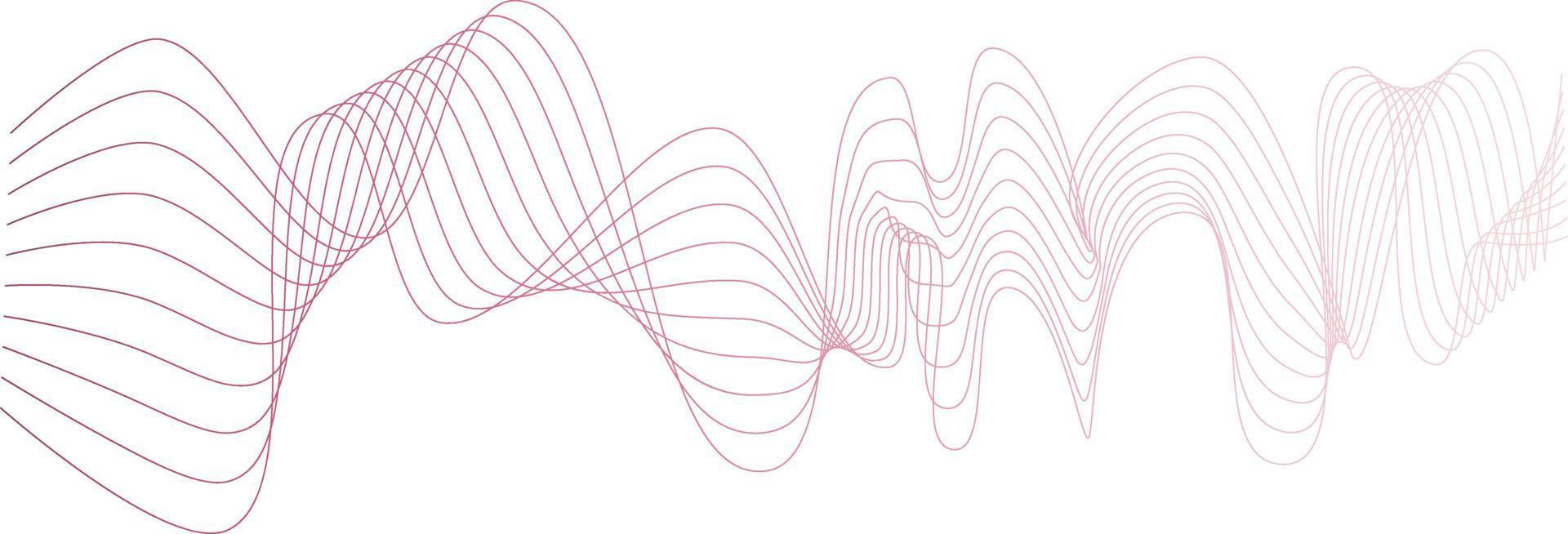 Abstract wave element for design. Digital frequency track equalizer. Stylized line art background. Vector illustration. Wave with lines created using blend tool. Curved wavy line, smooth stripe.