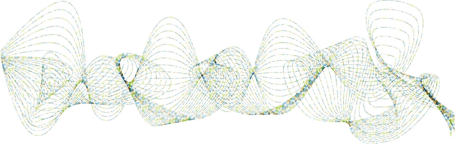 Abstract wave element for design. Digital frequency track equalizer. Stylized line art background. Vector illustration. Wave with lines created using blend tool. Curved wavy line, smooth stripe.