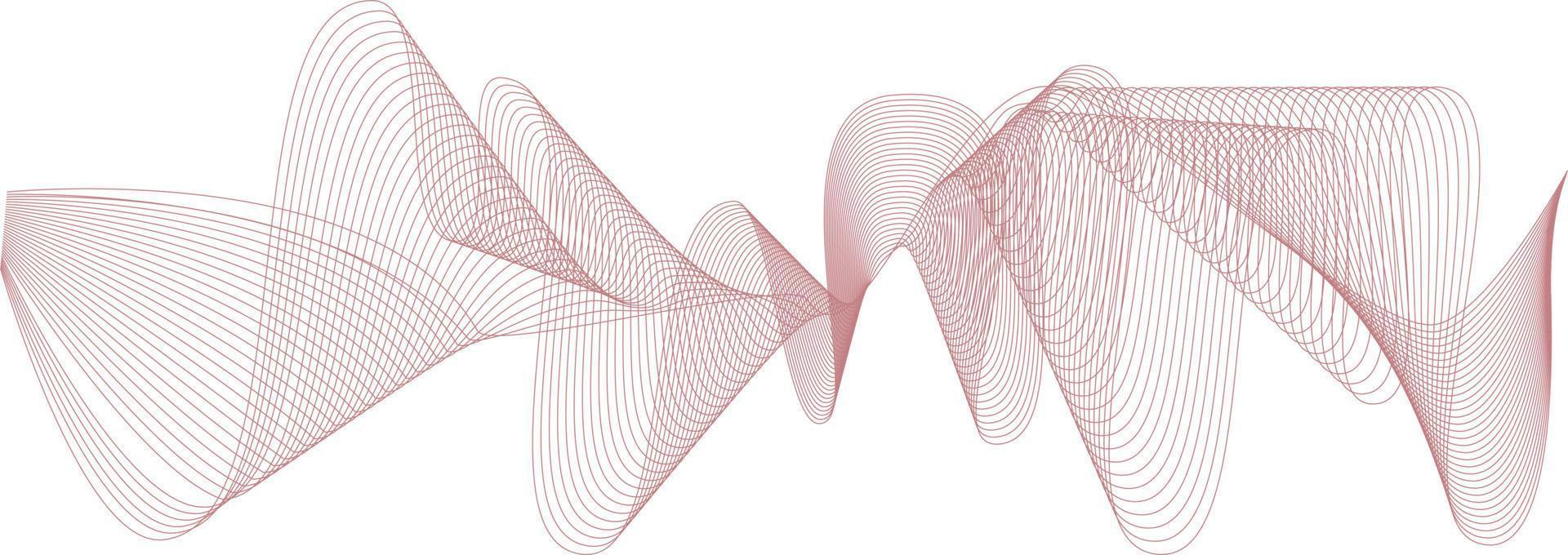 Abstract wave element for design. Digital frequency track equalizer. Stylized line art background. Vector illustration. Wave with lines created using blend tool. Curved wavy line, smooth stripe.