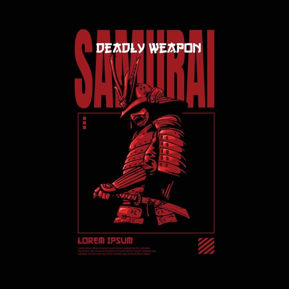 samurai con diseño de diseño de ropa de calle vector