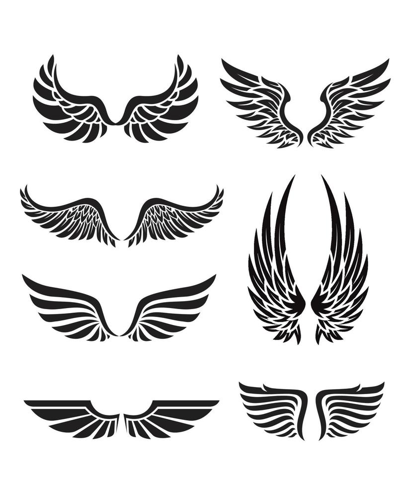 silhouette wings emblem collection vector