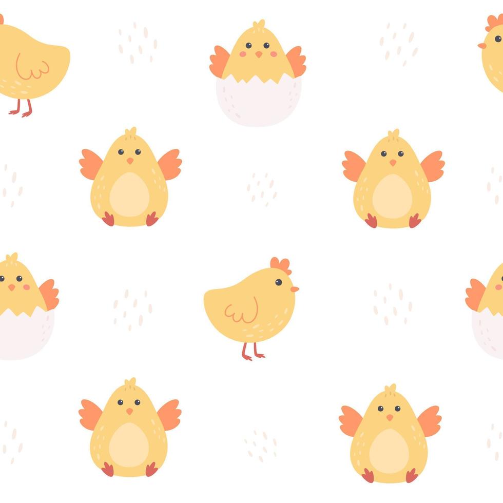 Cute little chickens seamless pattern. Happy Easter. Design for fabric, textile, wrapping paper vector