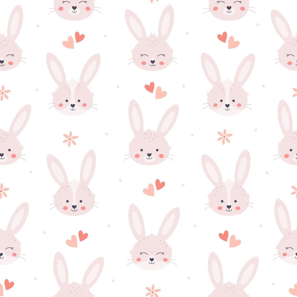 Easter bunny seamless pattern. White rabbit. Happy Easter. vector