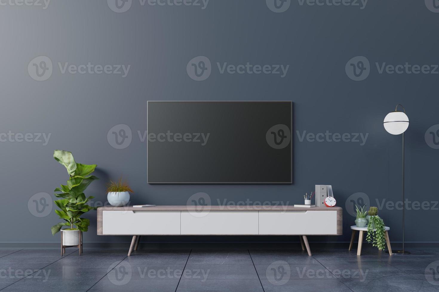 LED TV on the dark wall in living room,minimal design. 6521720 Stock Photo  at Vecteezy