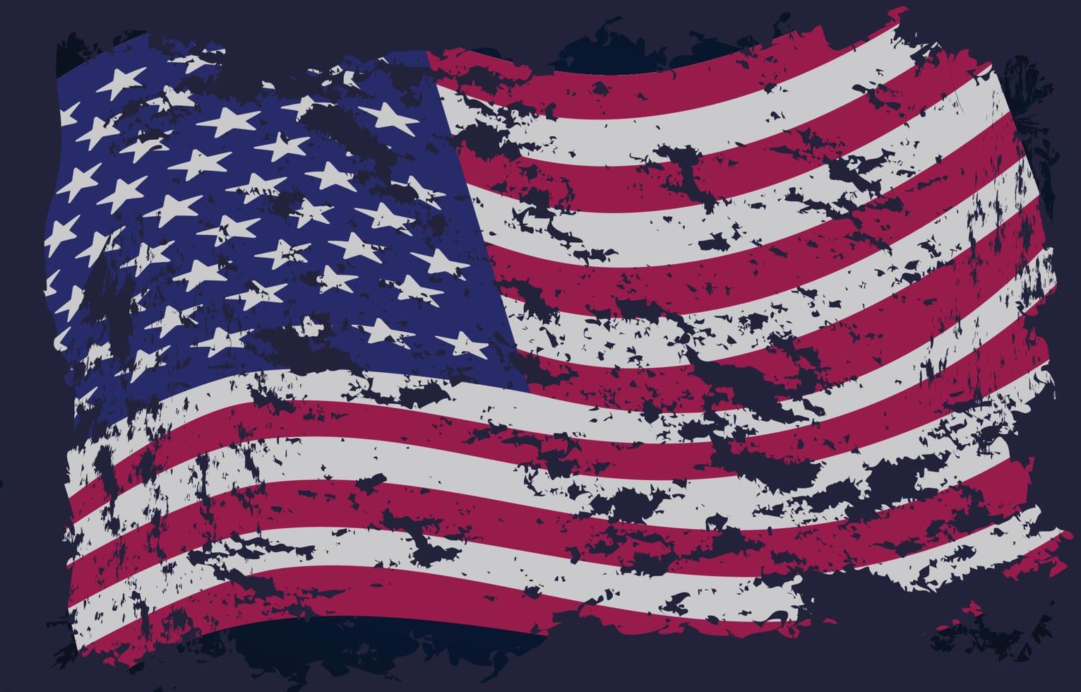 Wavy Distressed American Flag vector