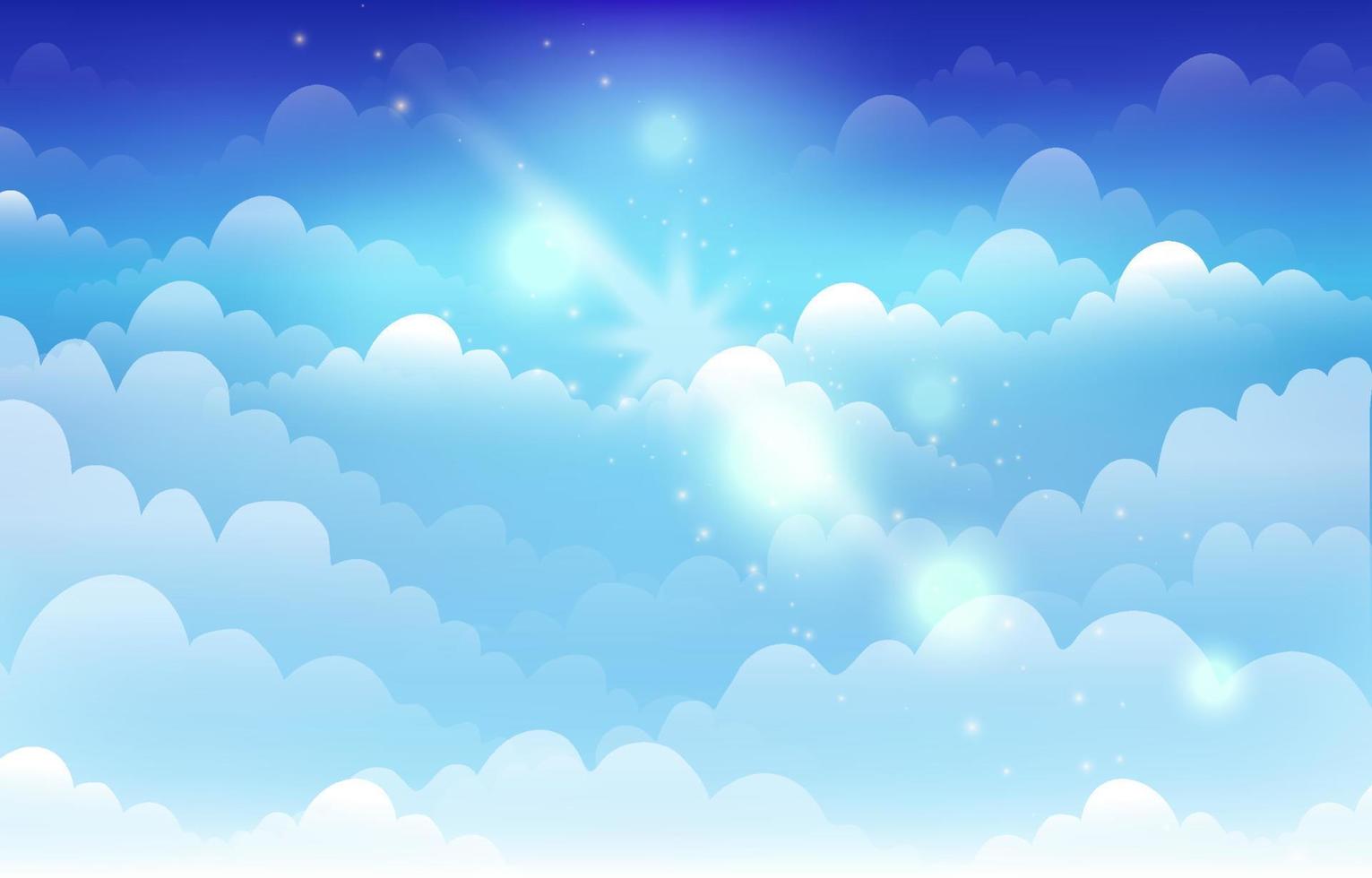 Dreamy Blue Sky with Shinning Glittering Sun Ray vector