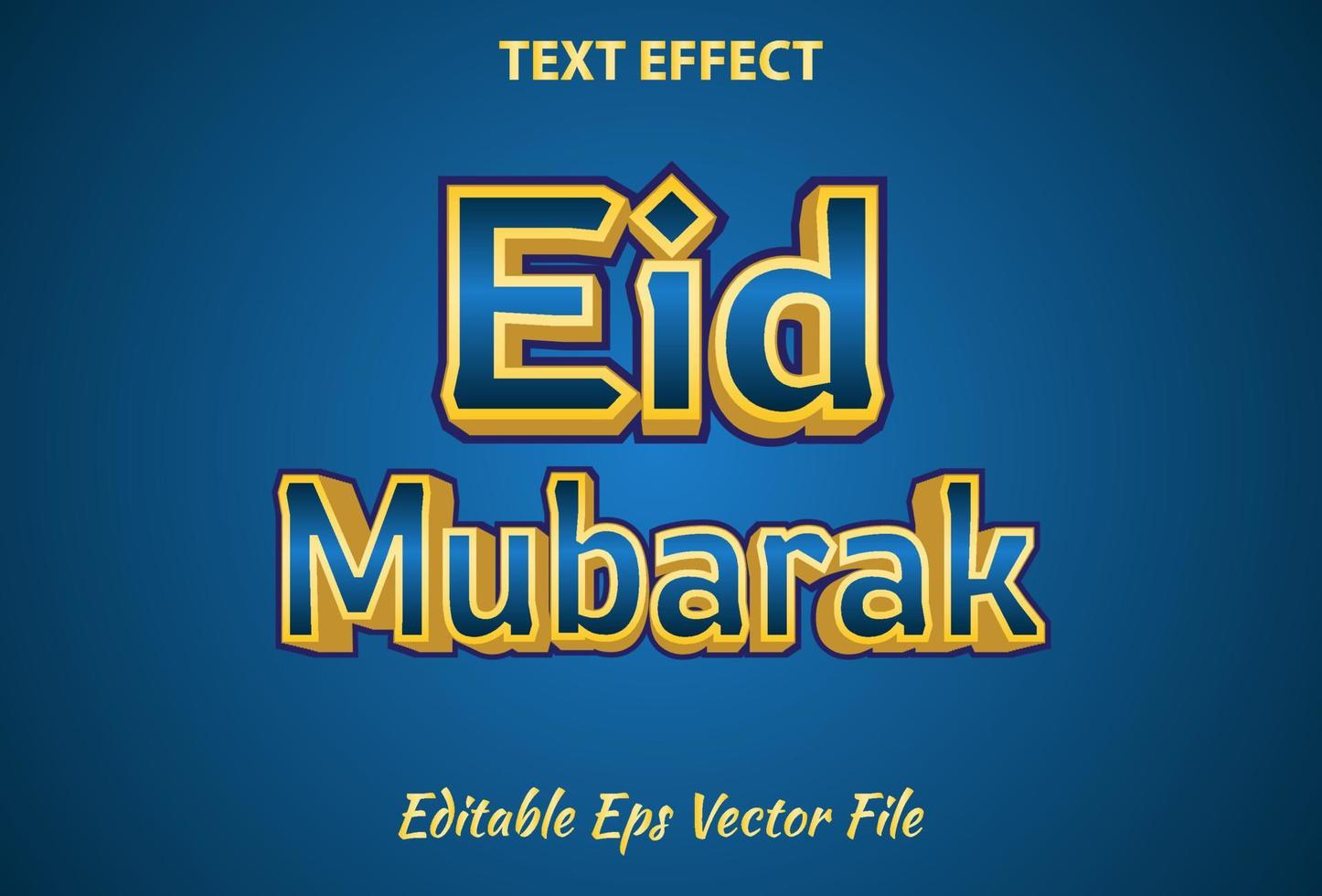 eid mubarak text effect editable blue and gold color vector