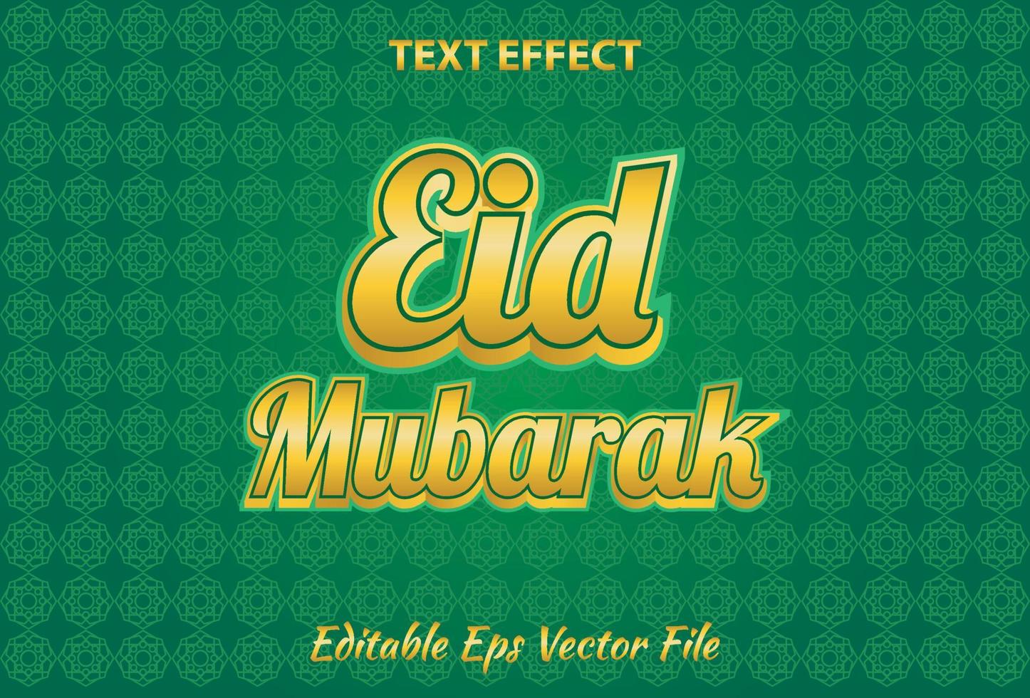 efecto de texto eid mubarak color verde y dorado editable. vector