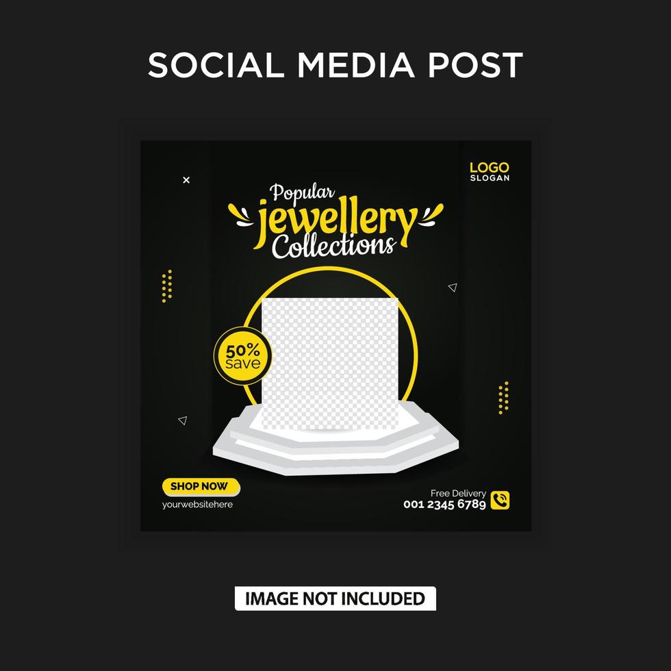 Popular jewellery banner and social media post vector