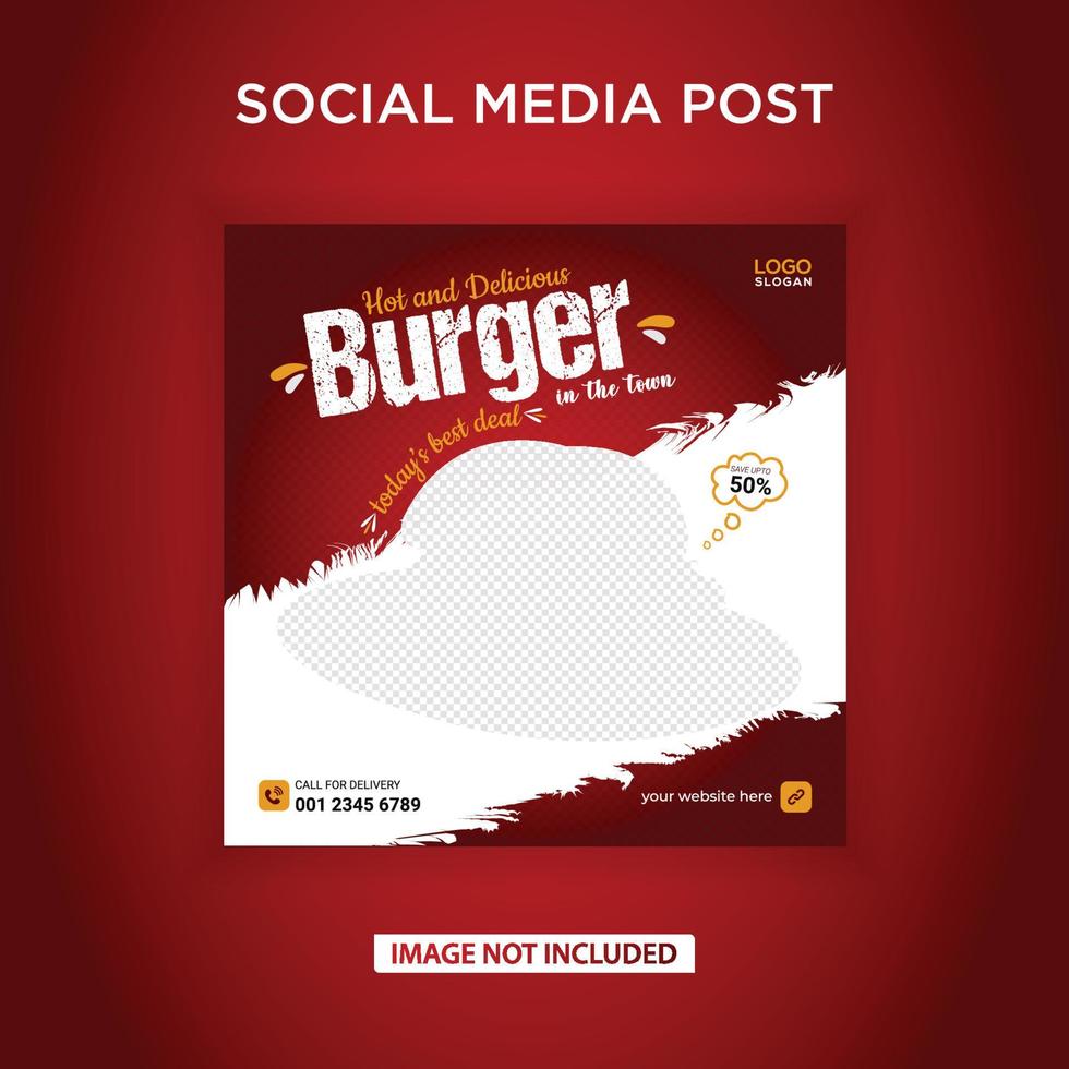 Hot and delicious fast food social media post vector
