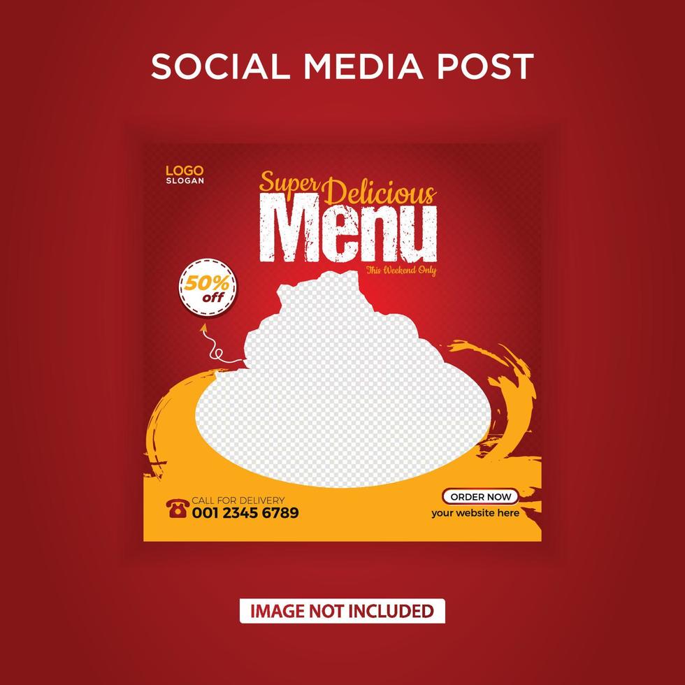 Super Delicious menu social media post vector