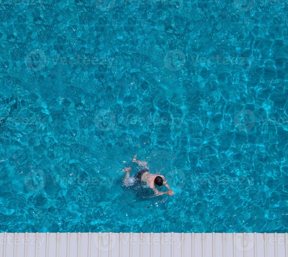 Aerial view images of swimming pool in a sunny day. photo