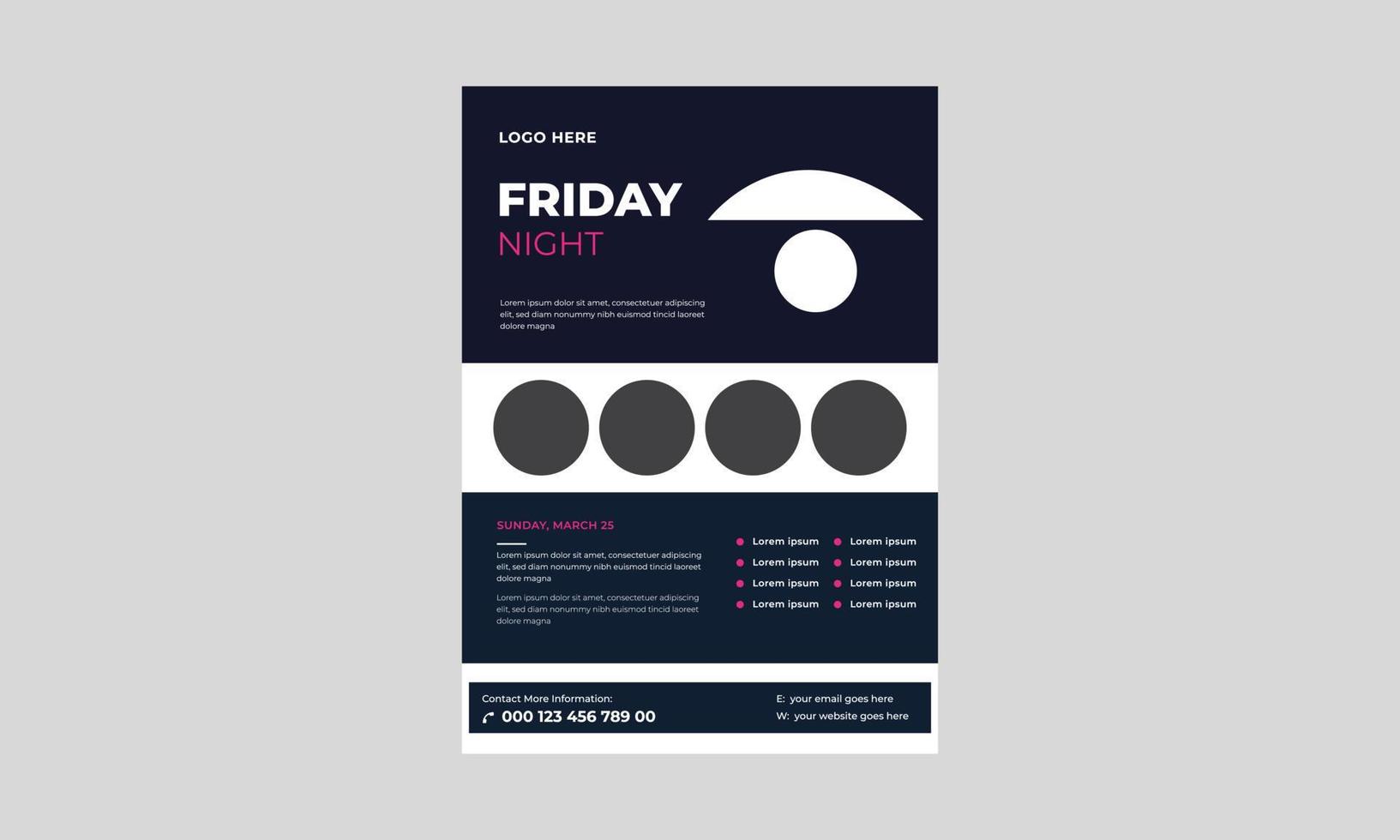 Friday vacations flyer template, Black Friday banner template, happy weekend word concept vector illustration with flyer.
