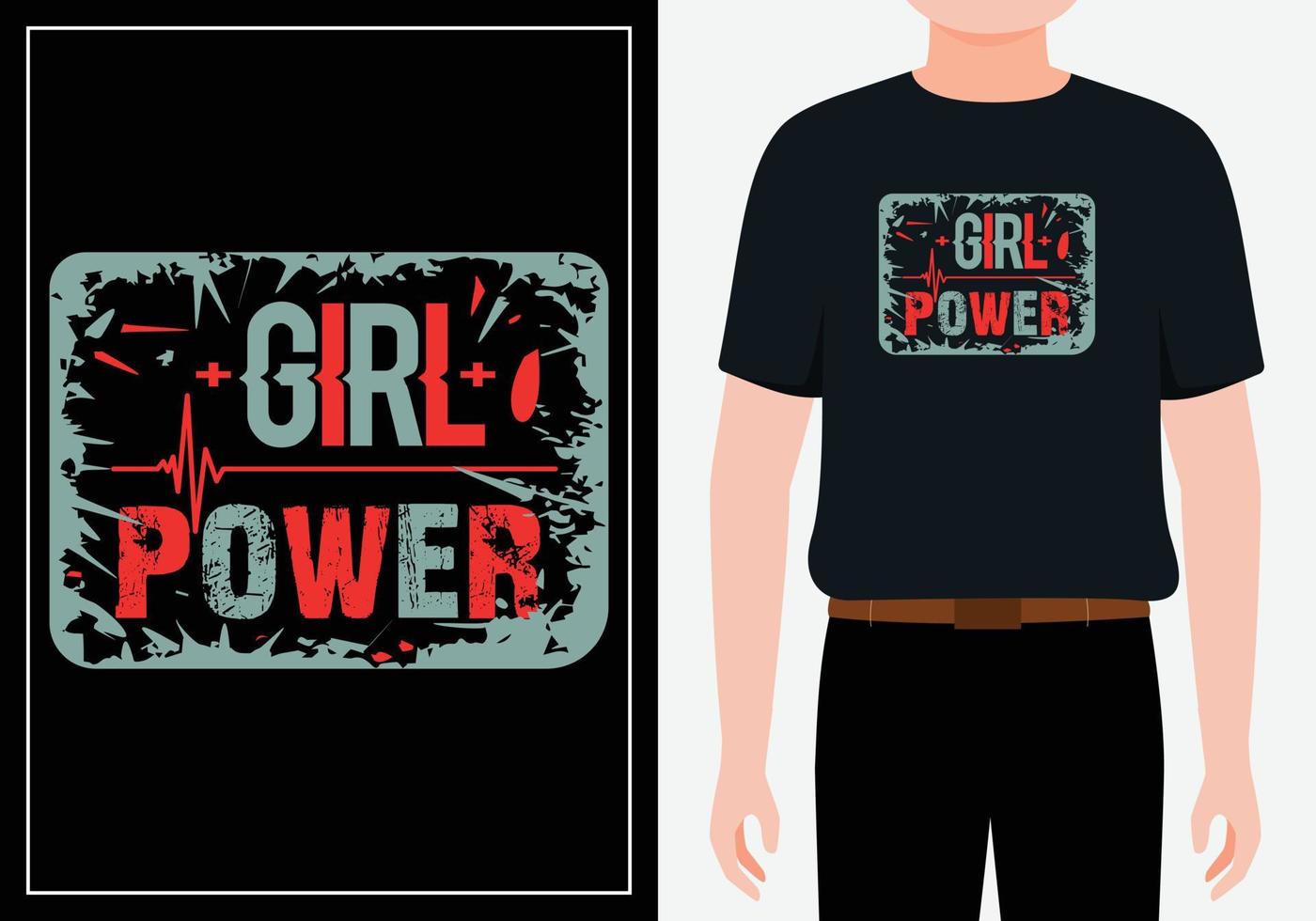 Girl Power vector lettering for t shirt. Hand drawn Feminism slogan. Woman motivational slogan. Vector calligraphic illustration of feminist movement. Modern design for t shirt Free Vector