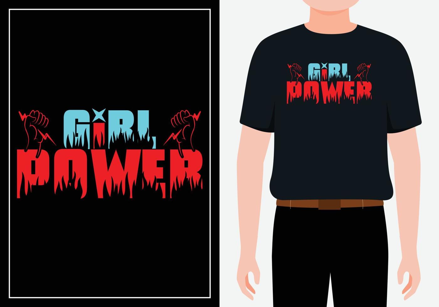 Girl Power vector lettering for t shirt. Hand drawn Feminism slogan. Woman motivational slogan. Vector calligraphic illustration of feminist movement. Modern design for t shirt Free Vector